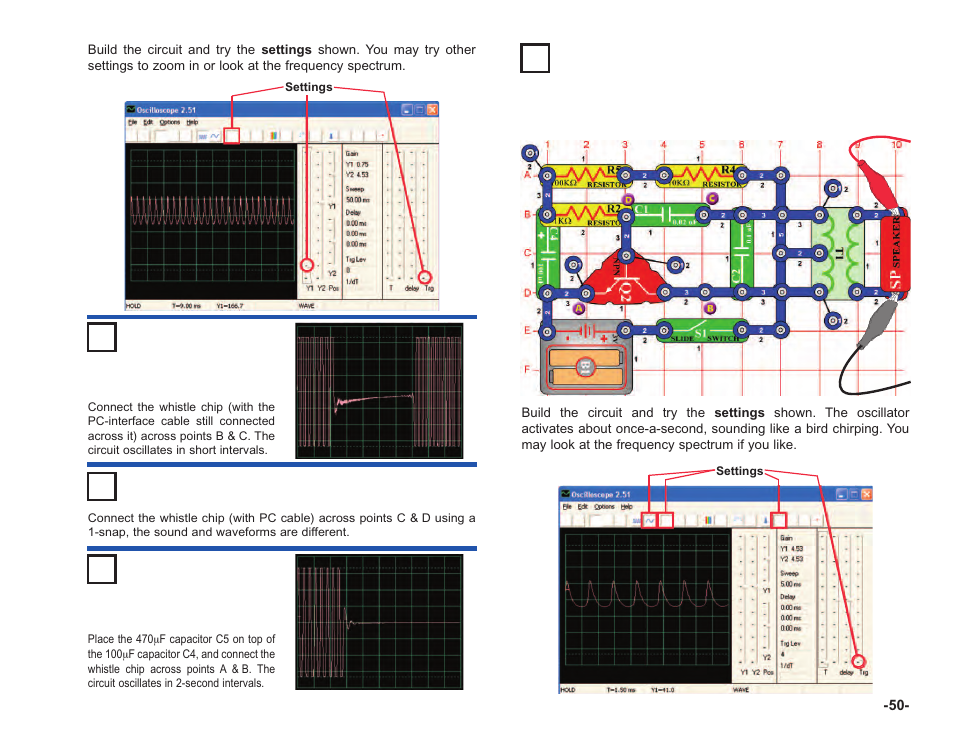 Project #pc53 bird sounds pc, Project #pc50, Project #pc51 | Project #pc52 | Elenco Computer Inteface for Snap Circuits® User Manual | Page 51 / 60