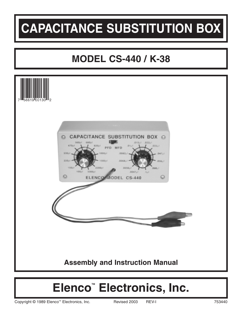 Elenco Capacitor Substitution Box User Manual | 8 pages