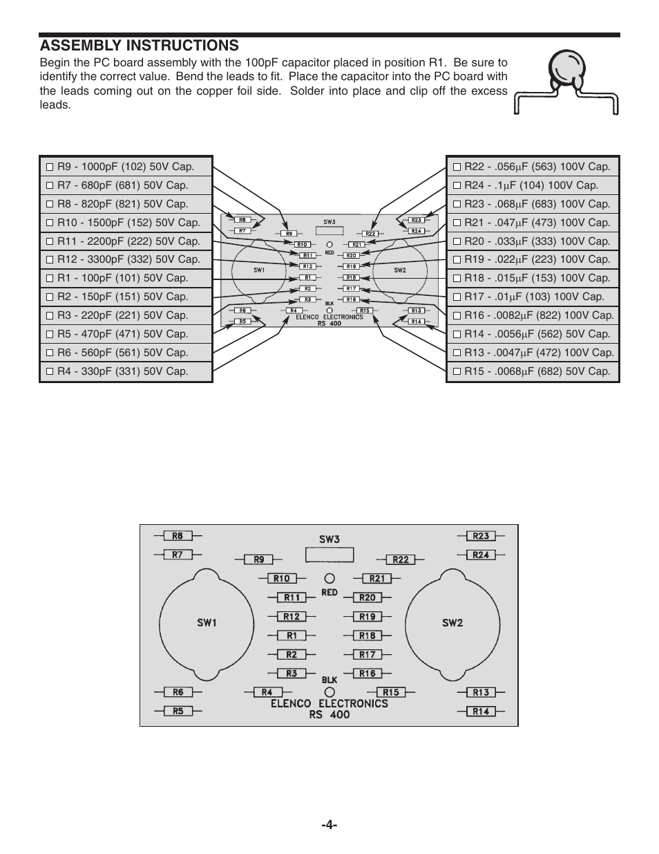 Assembly instructions | Elenco Capacitor Substitution Box User Manual | Page 5 / 8