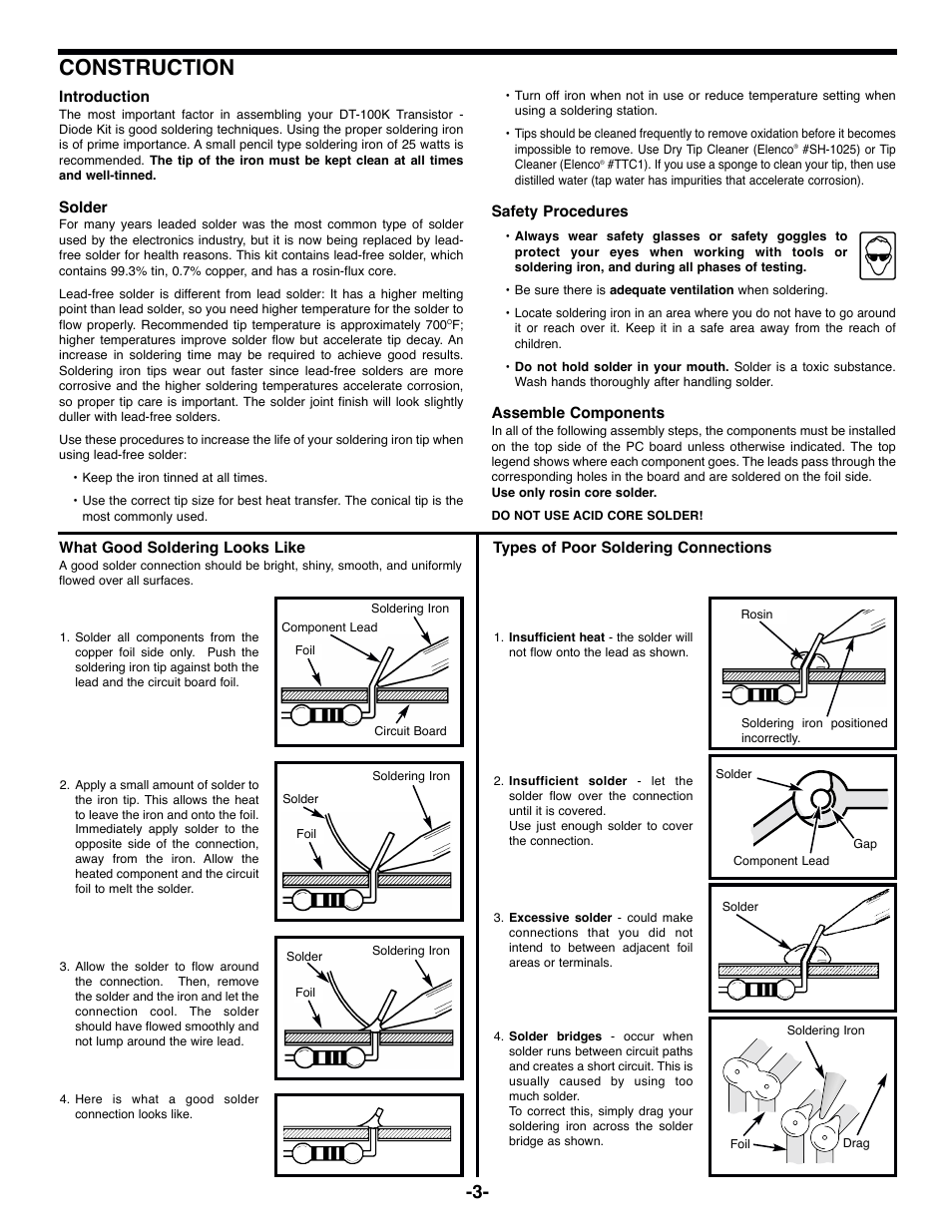 Construction | Elenco Diode/Transistor Tester Kit User Manual | Page 4 / 12