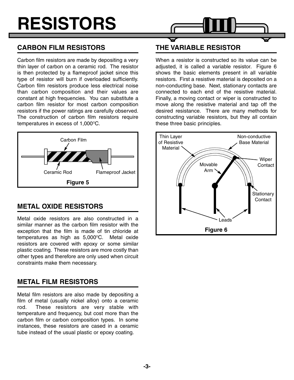 Resistors, Carbon film resistors | Elenco Electronic Component Kit User Manual | Page 4 / 28