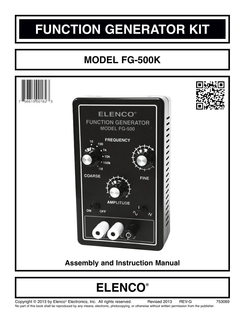 Elenco 100kHz Function Generator in Kit Form User Manual | 16 pages