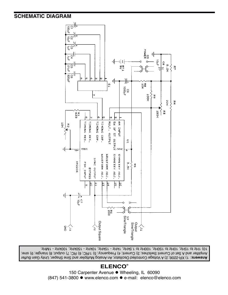 Elenco, Schematic diagram | Elenco Surface Mount Generator Kit User Manual | Page 16 / 16