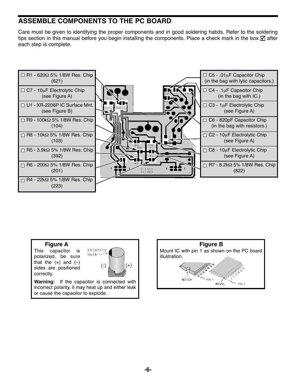 Assemble components to the pc board | Elenco Surface Mount Generator Kit User Manual | Page 7 / 16