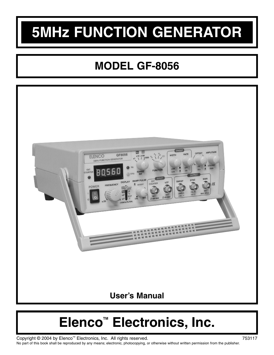 Elenco 5MHz Function Generator User Manual | 12 pages