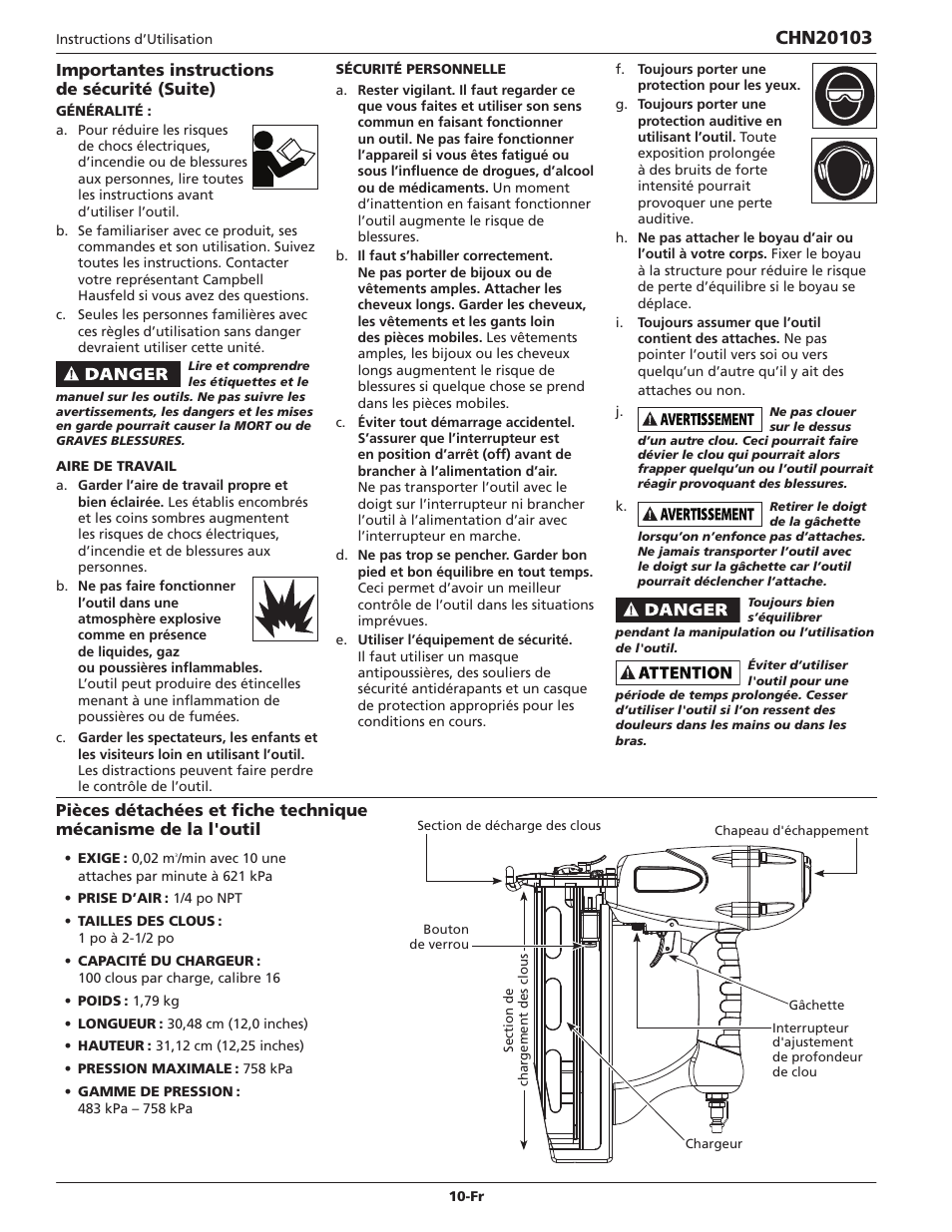 Campbell Hausfeld CHN20103 User Manual | Page 10 / 24