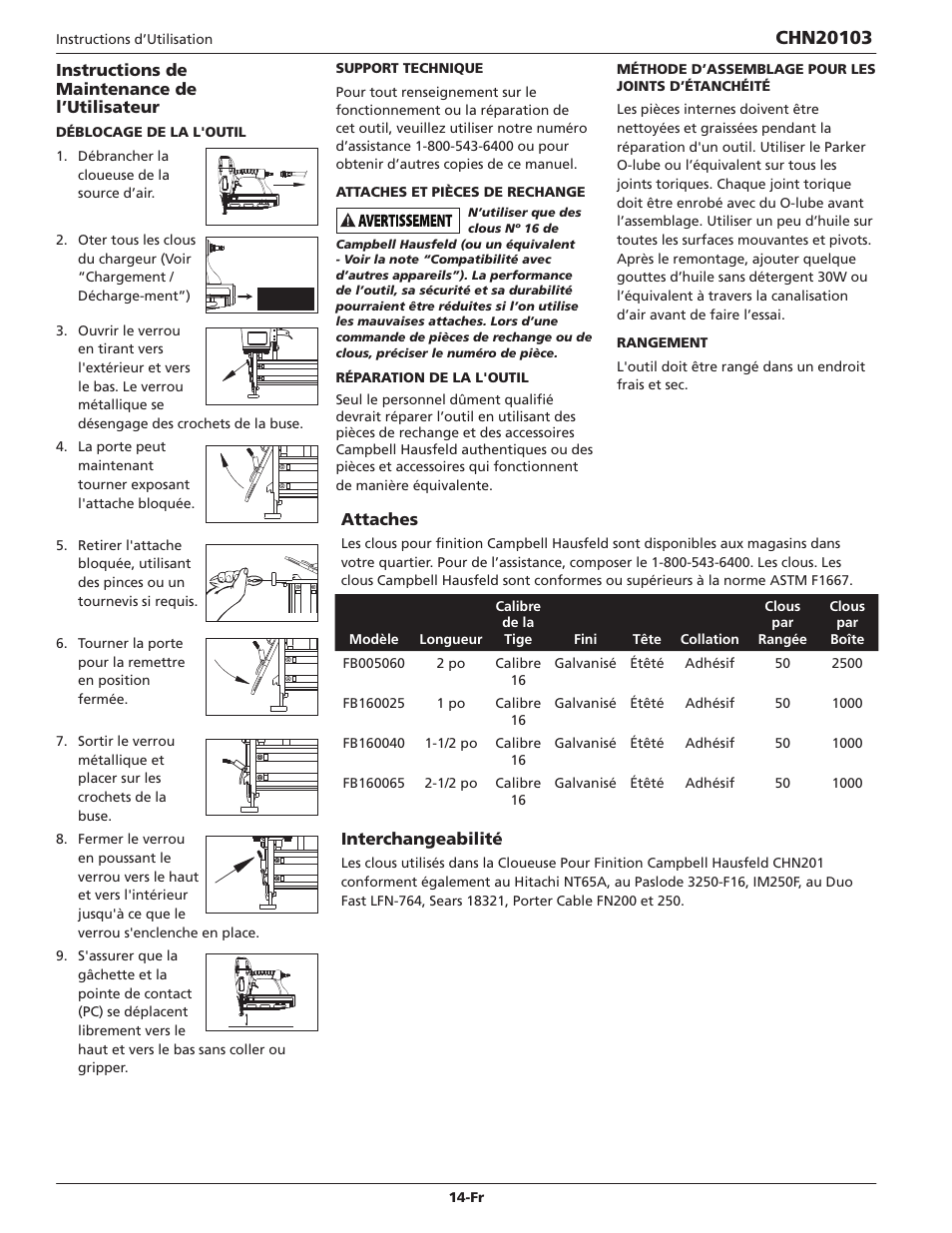 Campbell Hausfeld CHN20103 User Manual | Page 14 / 24