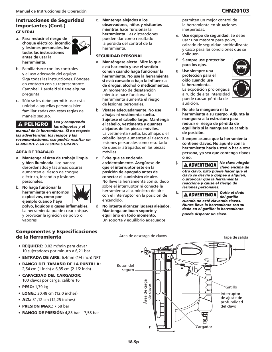 Campbell Hausfeld CHN20103 User Manual | Page 18 / 24