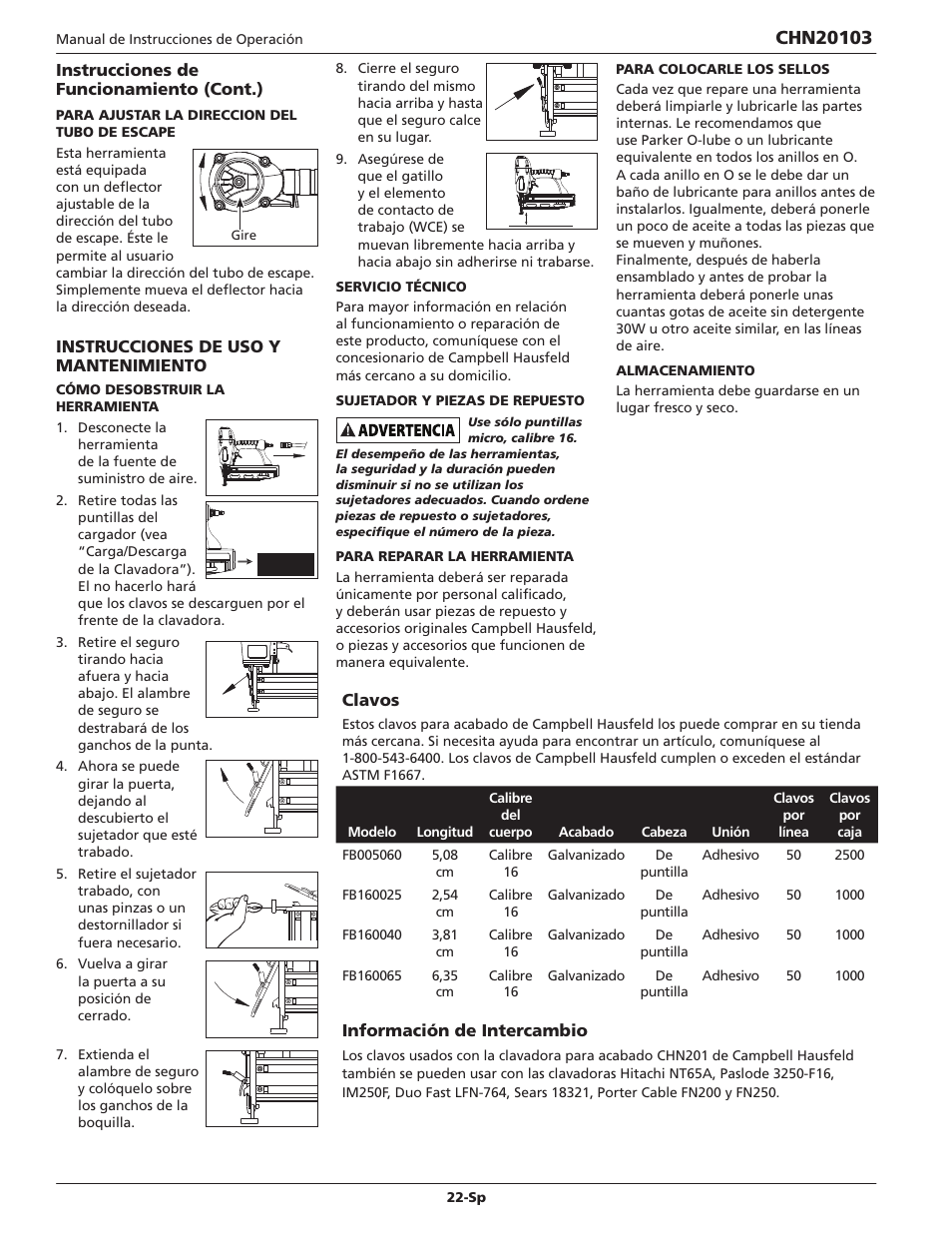 Campbell Hausfeld CHN20103 User Manual | Page 22 / 24