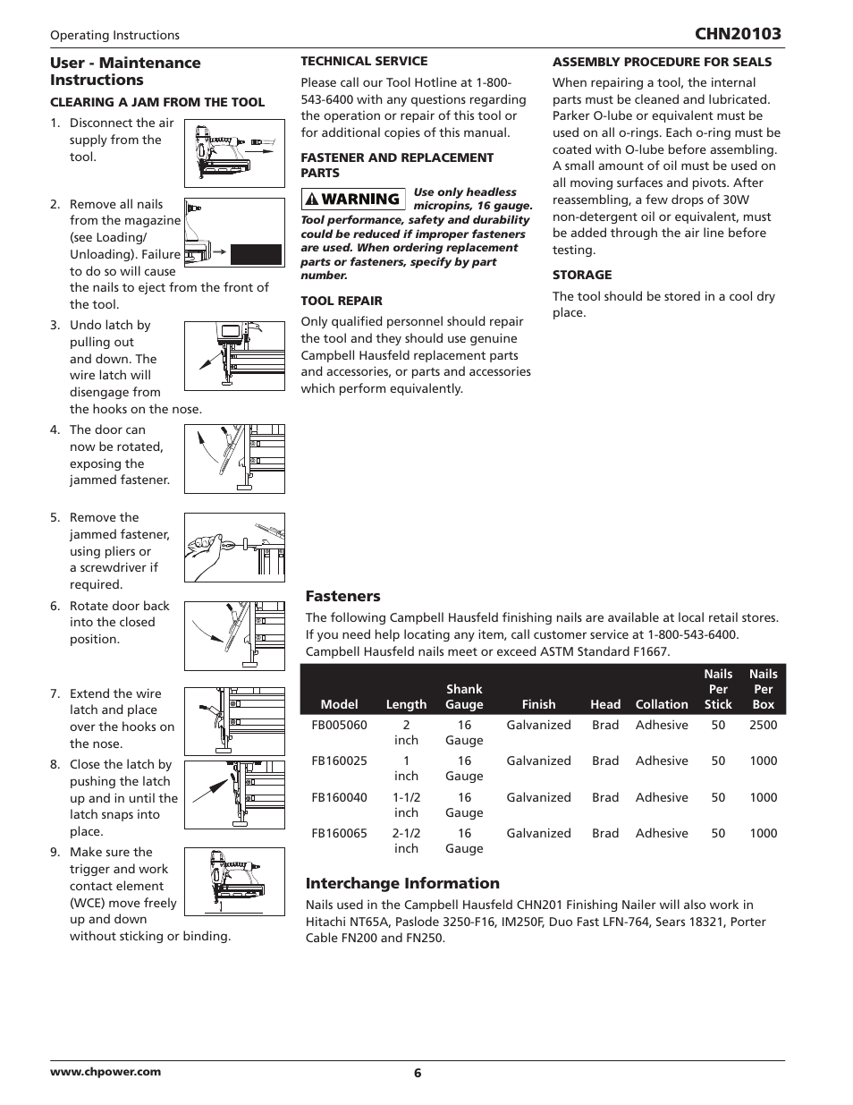 Campbell Hausfeld CHN20103 User Manual | Page 6 / 24