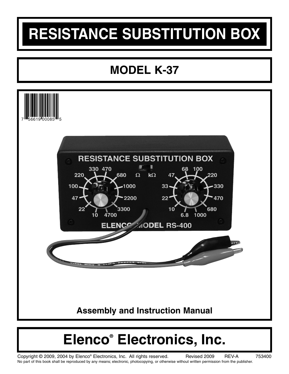 Elenco Resistor Substitution Box User Manual | 8 pages