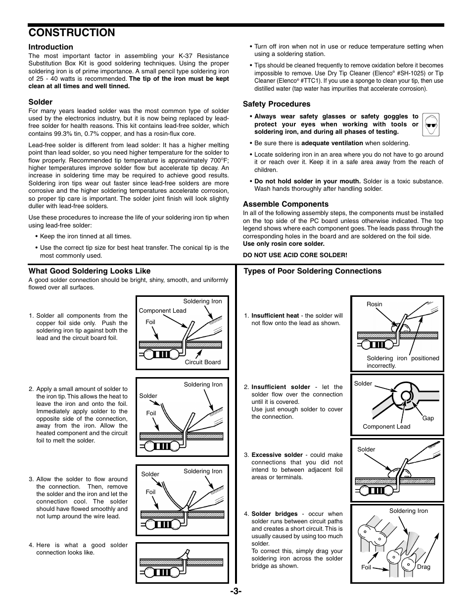 Construction | Elenco Resistor Substitution Box User Manual | Page 4 / 8