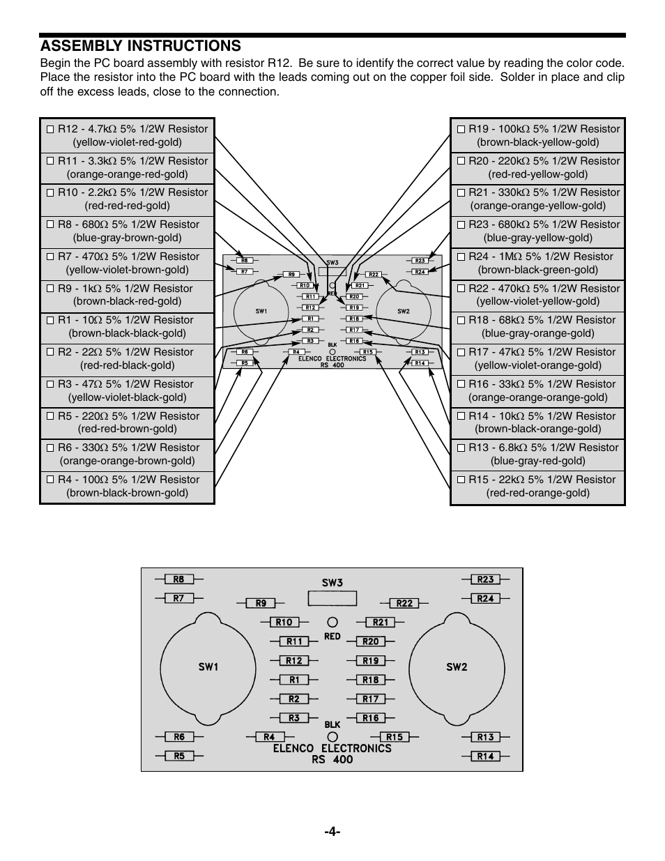 Assembly instructions | Elenco Resistor Substitution Box User Manual | Page 5 / 8