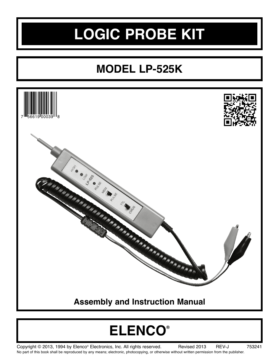 Elenco Logic Probe Kit User Manual | 12 pages