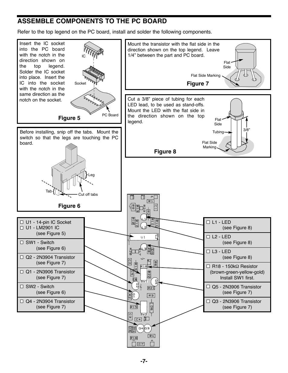 Assemble components to the pc board | Elenco Logic Probe Kit User Manual | Page 8 / 12