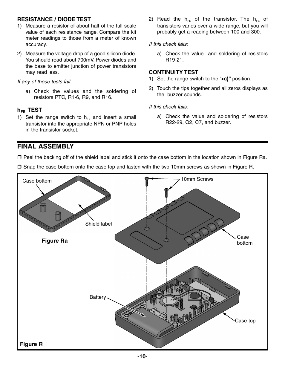 Final assembly | Elenco Compact Digital Multimeter User Manual | Page 11 / 20