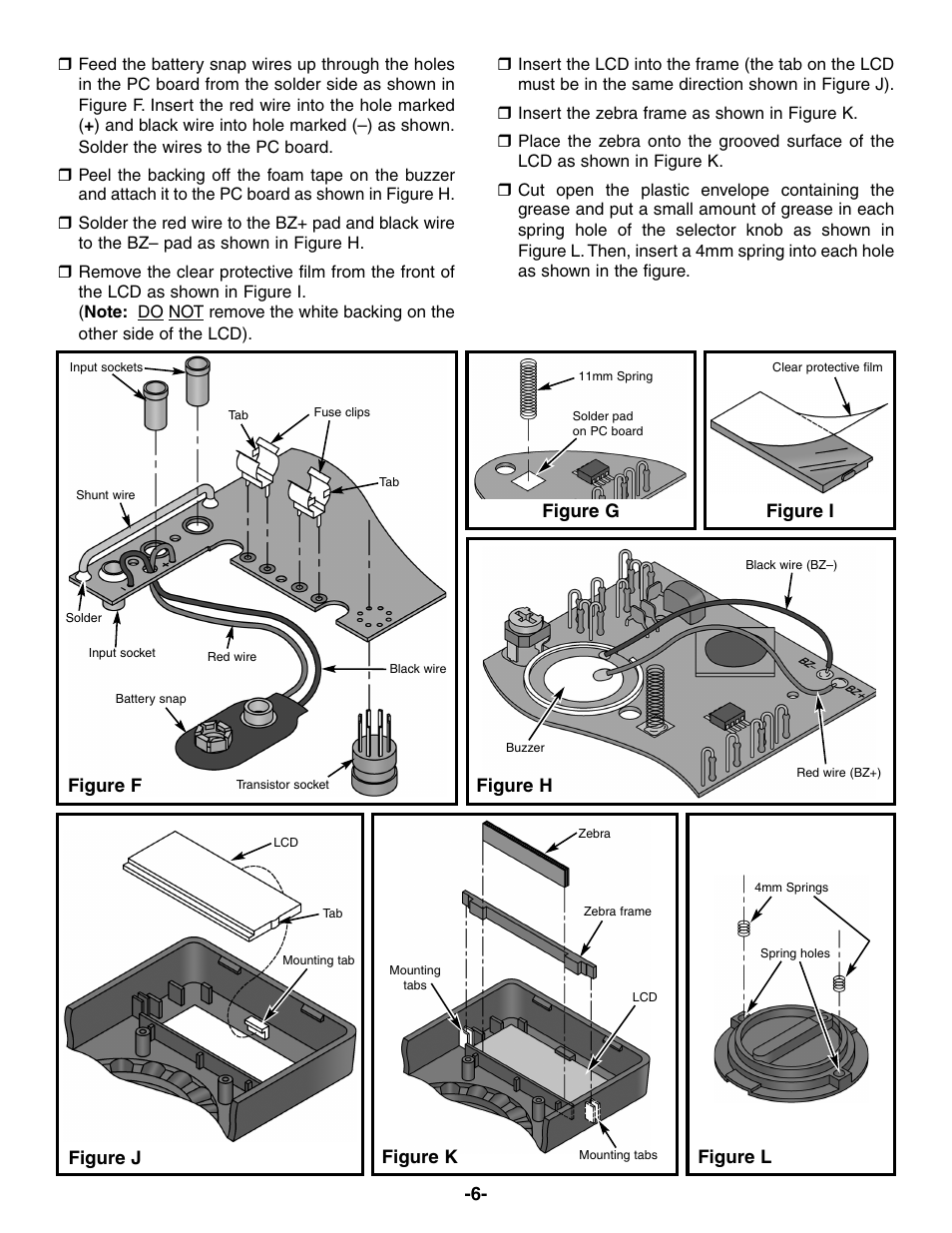 Figure f, Figure l, Figure i | Figure k, Figure j, Figure g, Figure h | Elenco Compact Digital Multimeter User Manual | Page 7 / 20