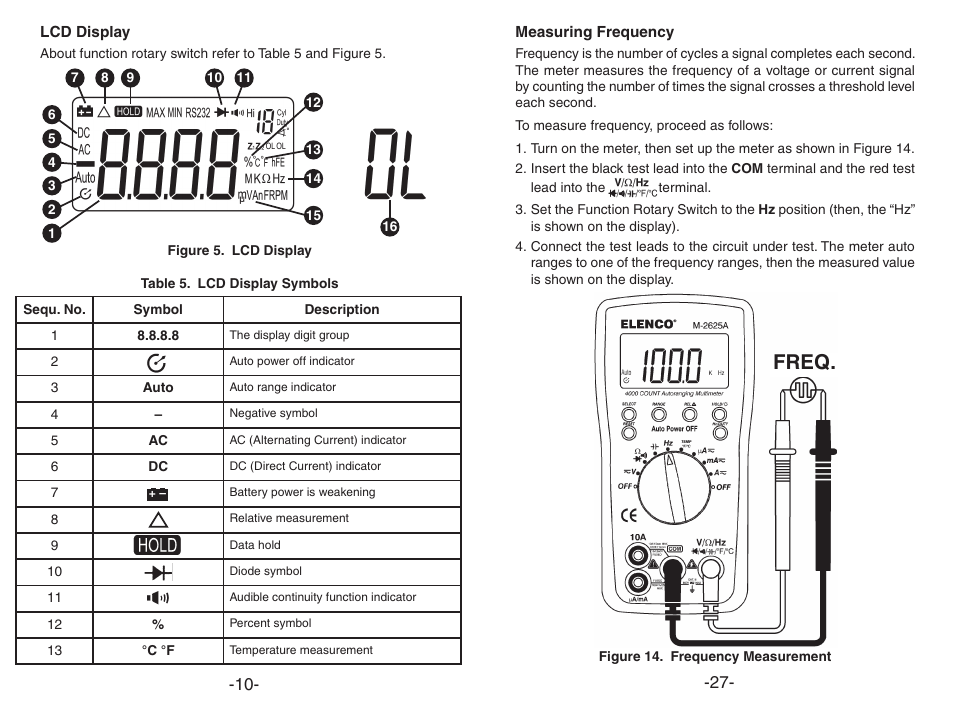 Freq | Elenco Digital Multimeter User Manual | Page 10 / 18