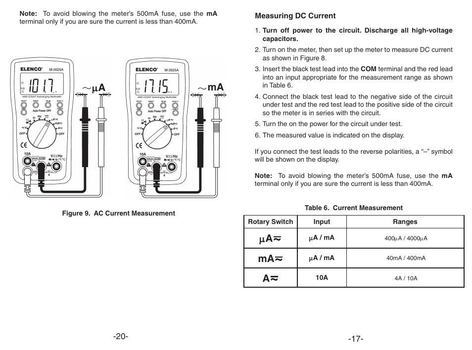 Μ a ma | Elenco Digital Multimeter User Manual | Page 17 / 18
