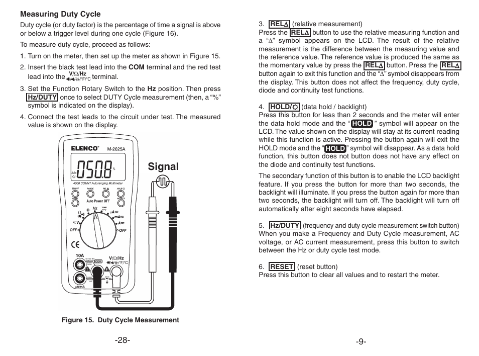 Signal | Elenco Digital Multimeter User Manual | Page 9 / 18