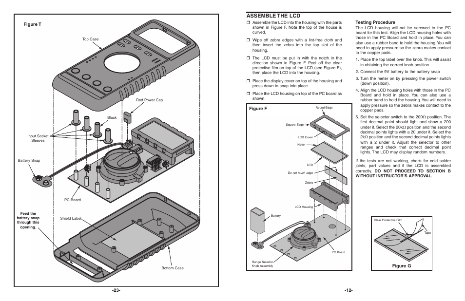 Assemble the lcd | Elenco 3 1/2 Digit Cap. / Trans. Kit User Manual | Page 13 / 36