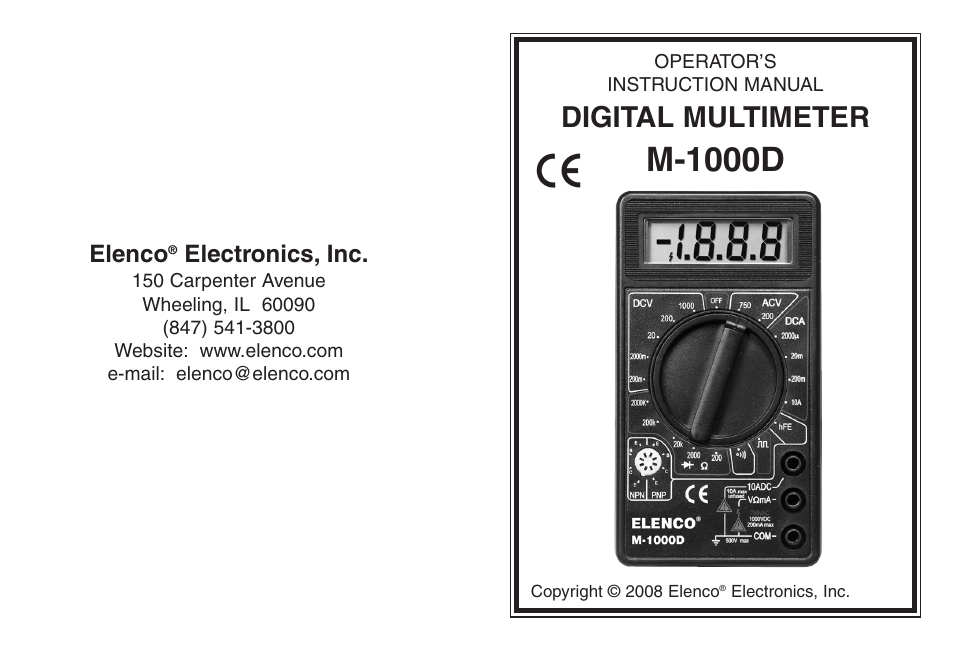Elenco Compact Multimeter User Manual | 8 pages
