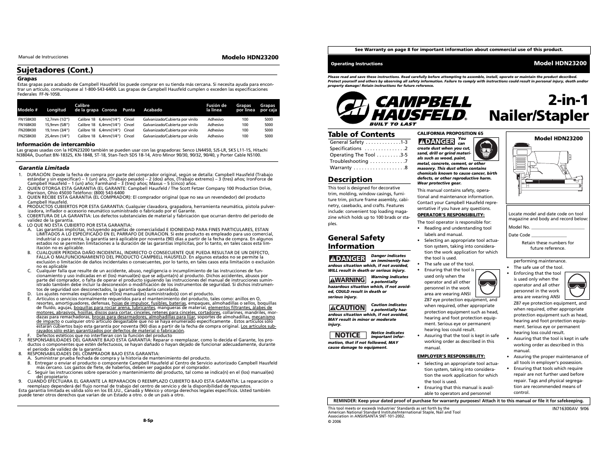 Campbell Hausfeld HDN23200 User Manual | 12 pages