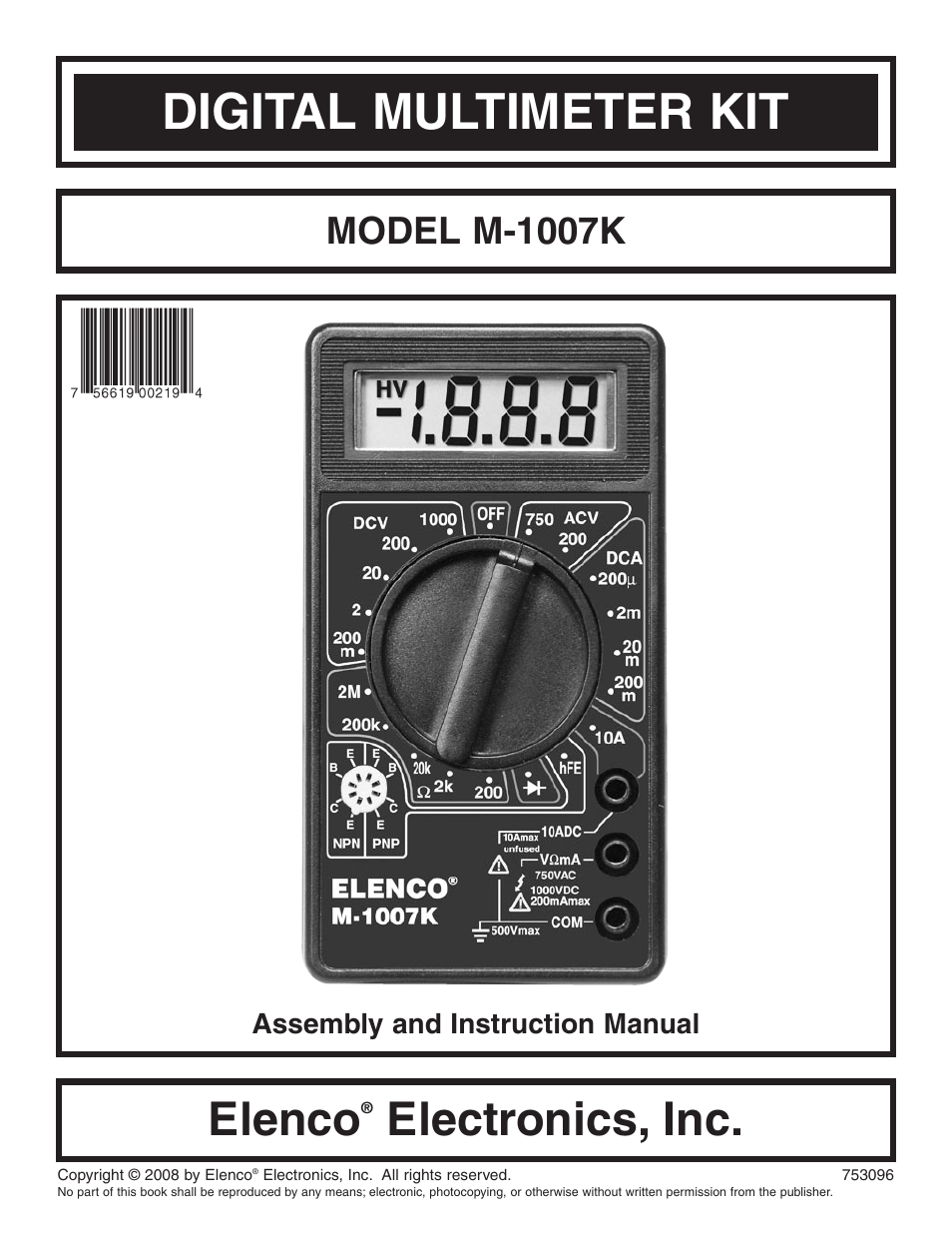 Elenco Digital Mulitmeter Kit User Manual | 20 pages