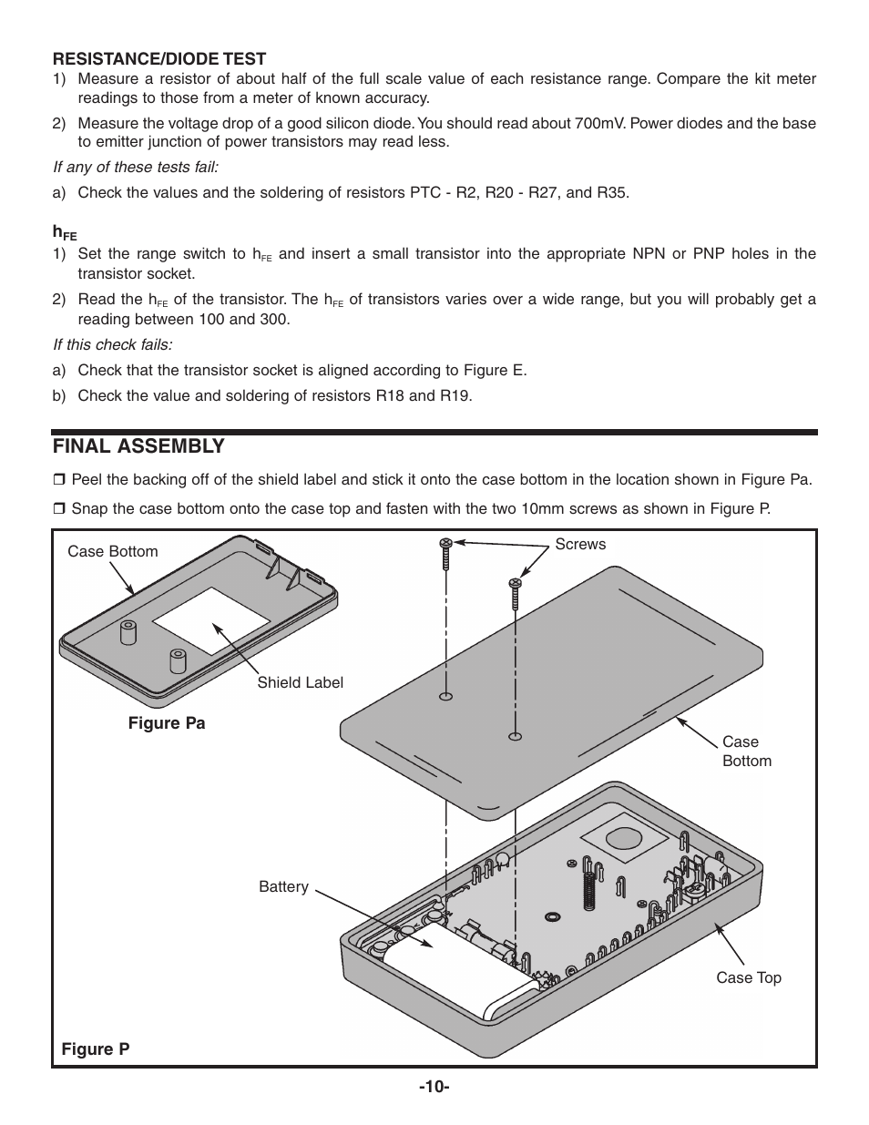 Final assembly | Elenco Digital Mulitmeter Kit User Manual | Page 11 / 20