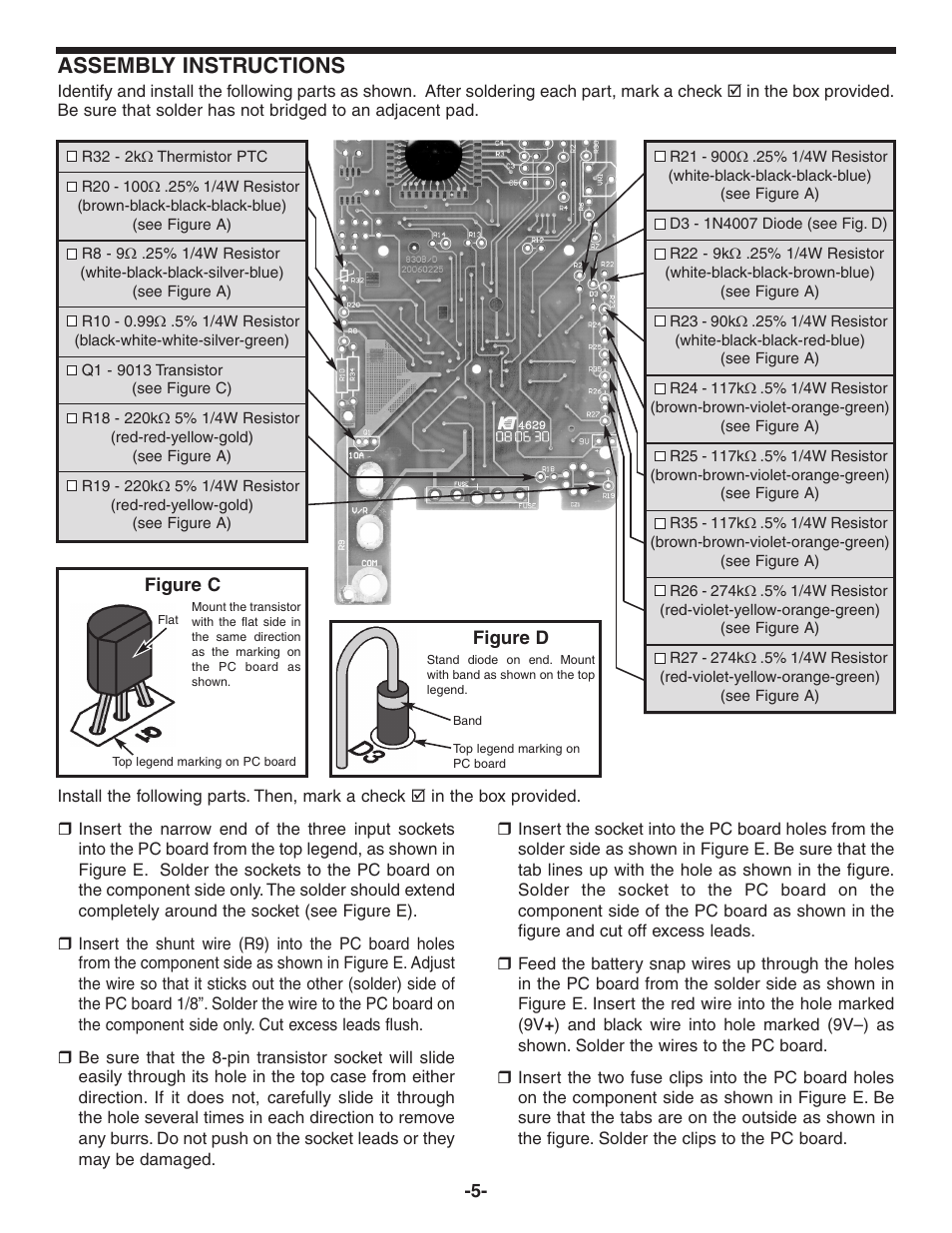 Assembly instructions | Elenco Digital Mulitmeter Kit User Manual | Page 6 / 20