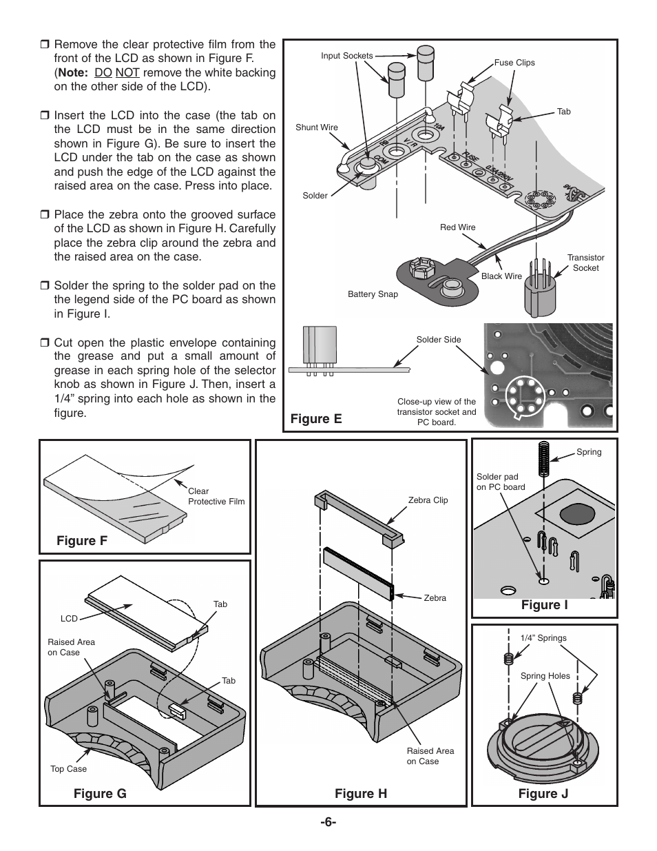 Figure i, Figure e, Figure j | Figure f, Figure g figure h | Elenco Digital Mulitmeter Kit User Manual | Page 7 / 20