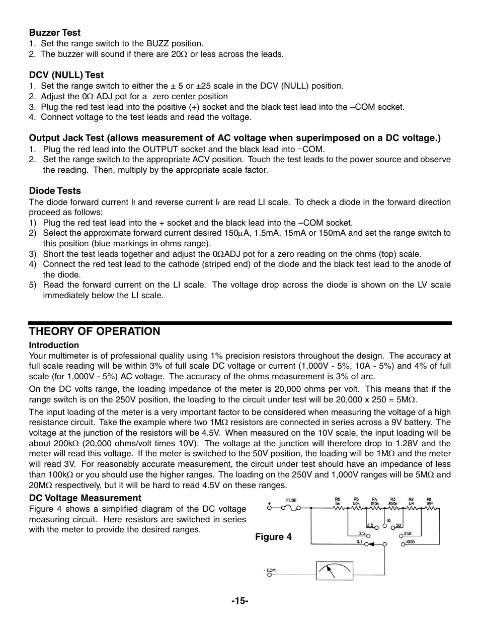 Theory of operation | Elenco 23 Range 20k/V VOM in Kit Form User Manual | Page 16 / 20
