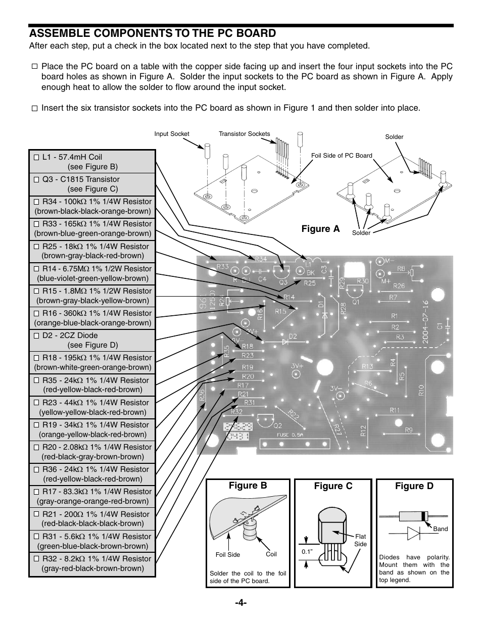 Assemble components to the pc board | Elenco 23 Range 20k/V VOM in Kit Form User Manual | Page 5 / 20