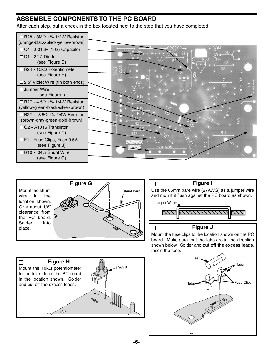 Assemble components to the pc board | Elenco 23 Range 20k/V VOM in Kit Form User Manual | Page 7 / 20