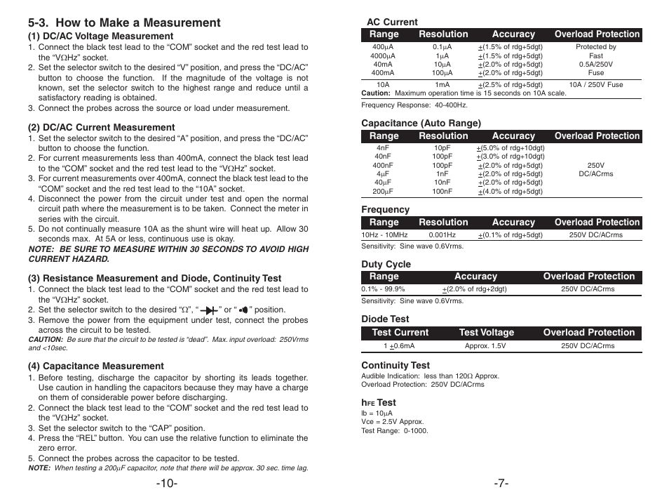 3. how to make a measurement | Elenco 3 1/2 Digit Cap./ Freq./ Trans. w/ Grey Boot User Manual | Page 7 / 8