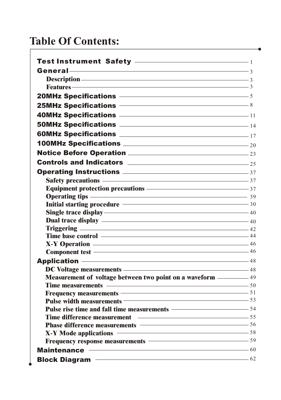 Elenco 30MHz Dual Trace User Manual | Page 3 / 68