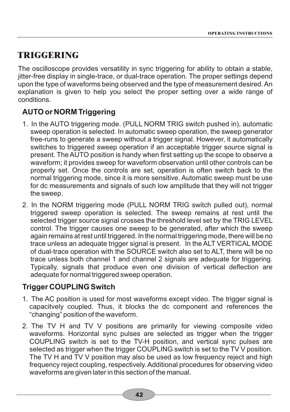 頁面 45, Triggering | Elenco 30MHz Dual Trace User Manual | Page 45 / 68