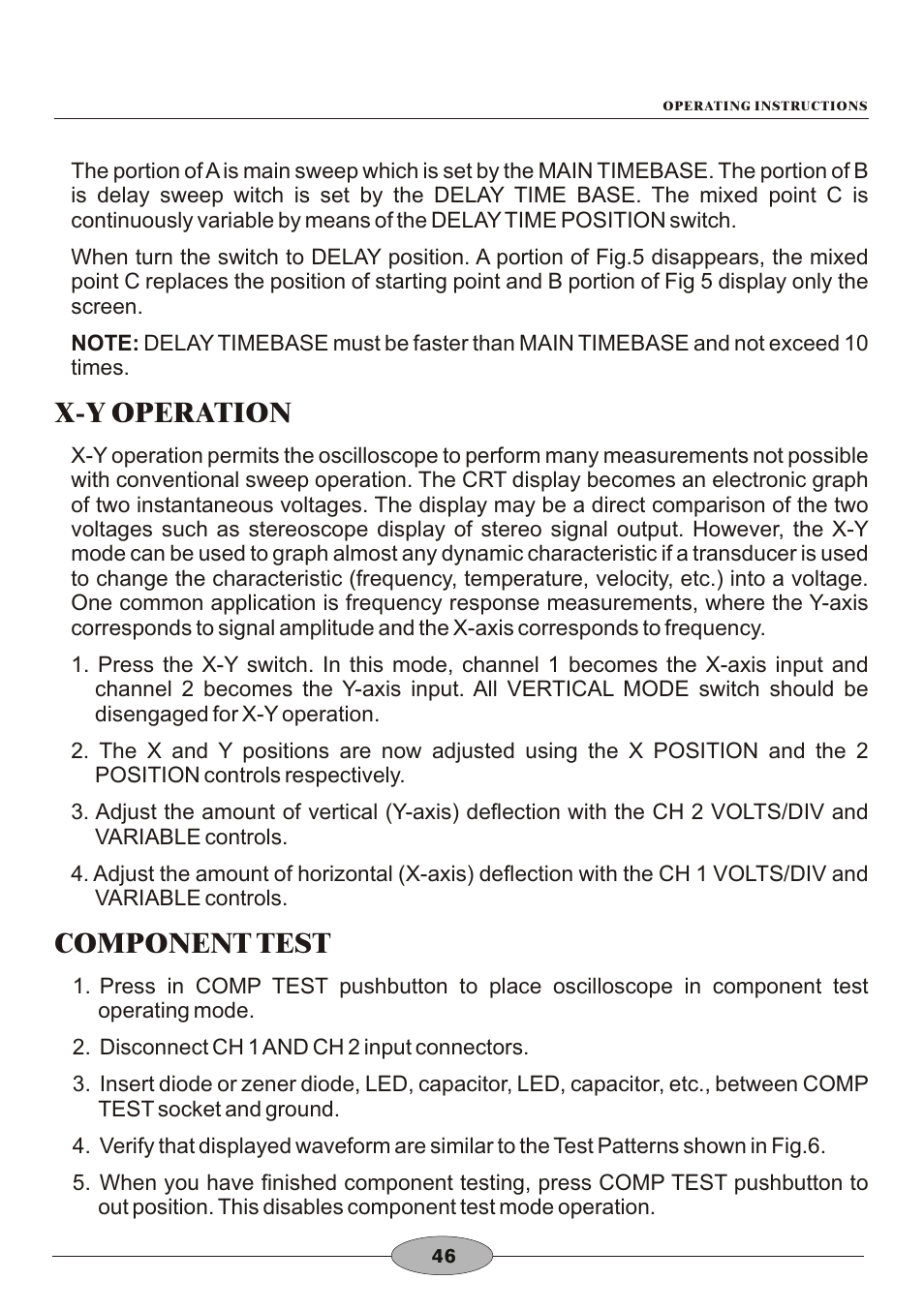 頁面 49, X-y operation, Component test | Elenco 30MHz Dual Trace User Manual | Page 49 / 68