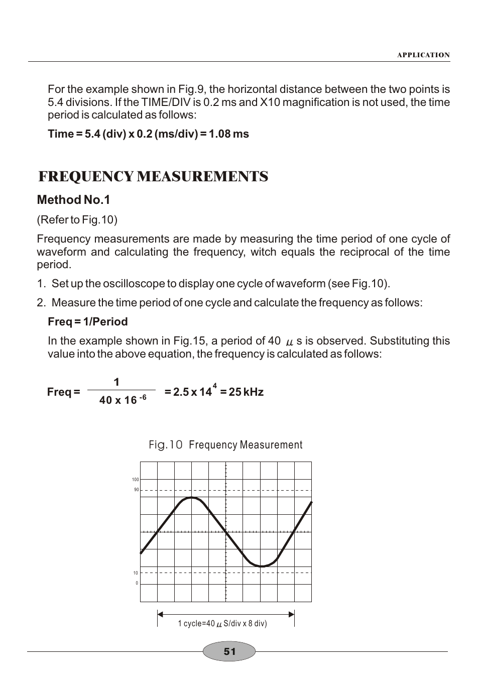 頁面 54, Frequency measurements, Method no.1 | Elenco 30MHz Dual Trace User Manual | Page 54 / 68