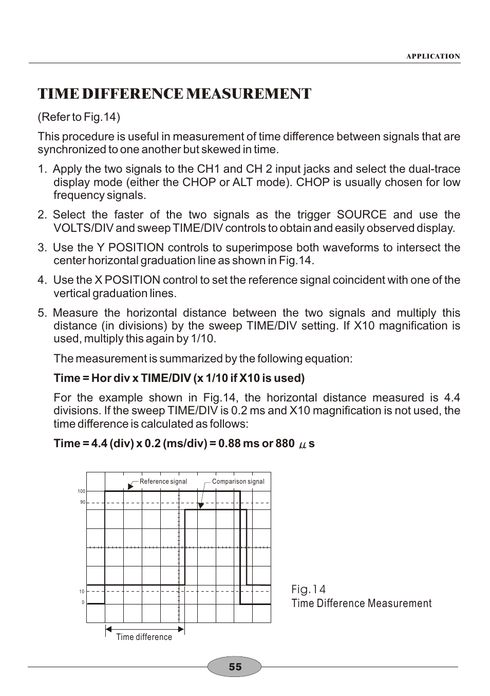 頁面 58, Time difference measurement | Elenco 30MHz Dual Trace User Manual | Page 58 / 68