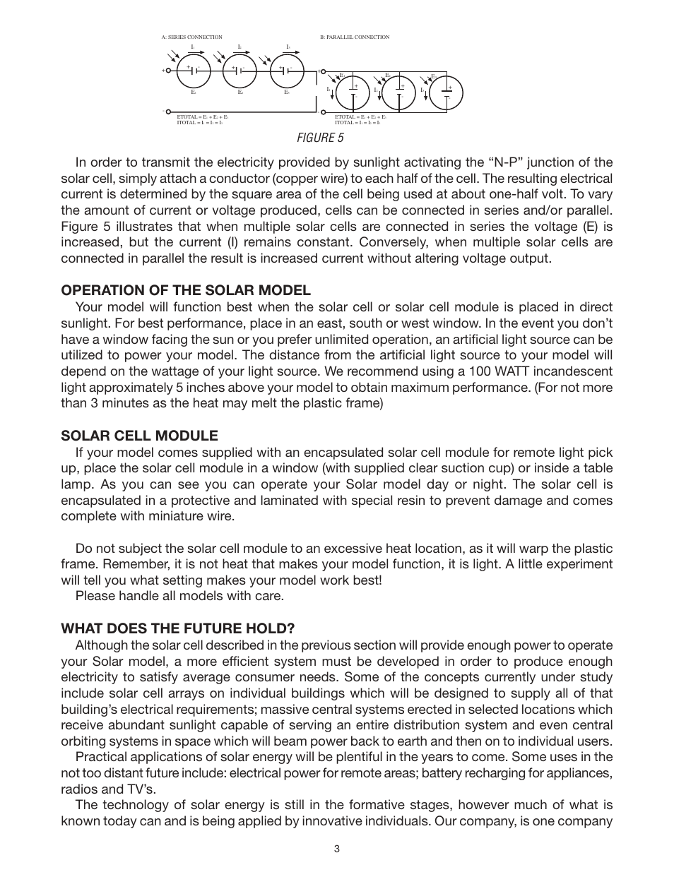 Operation of the solar model, Solar cell module, What does the future hold | Figure 5 | Elenco Deluxe Solar Educational Kit User Manual | Page 3 / 15