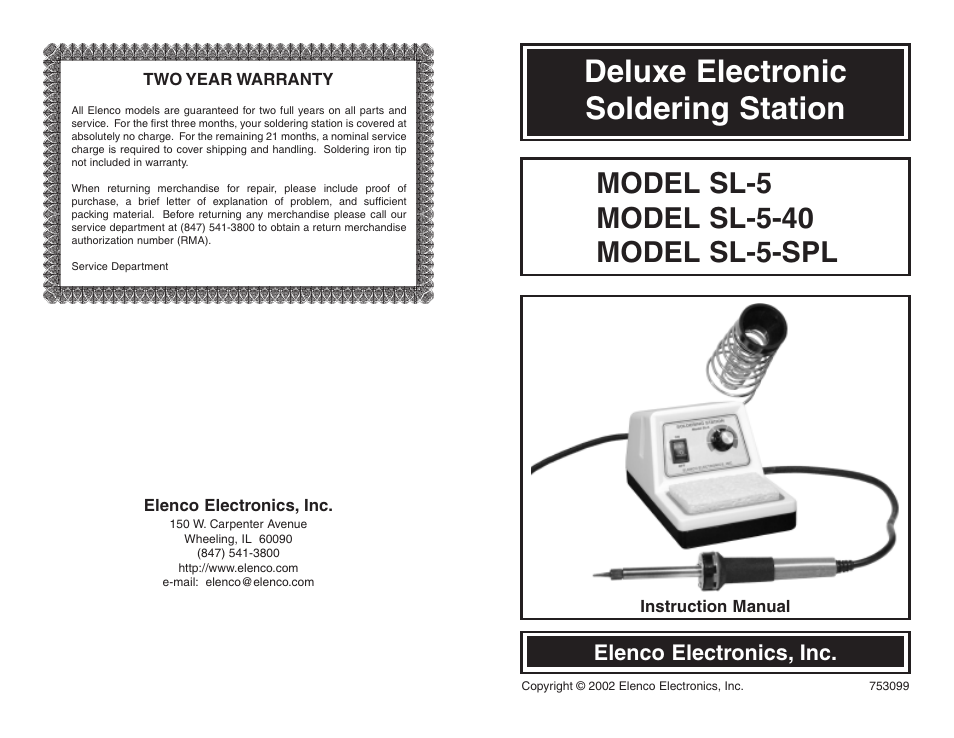 Elenco Soldering Station User Manual | 6 pages