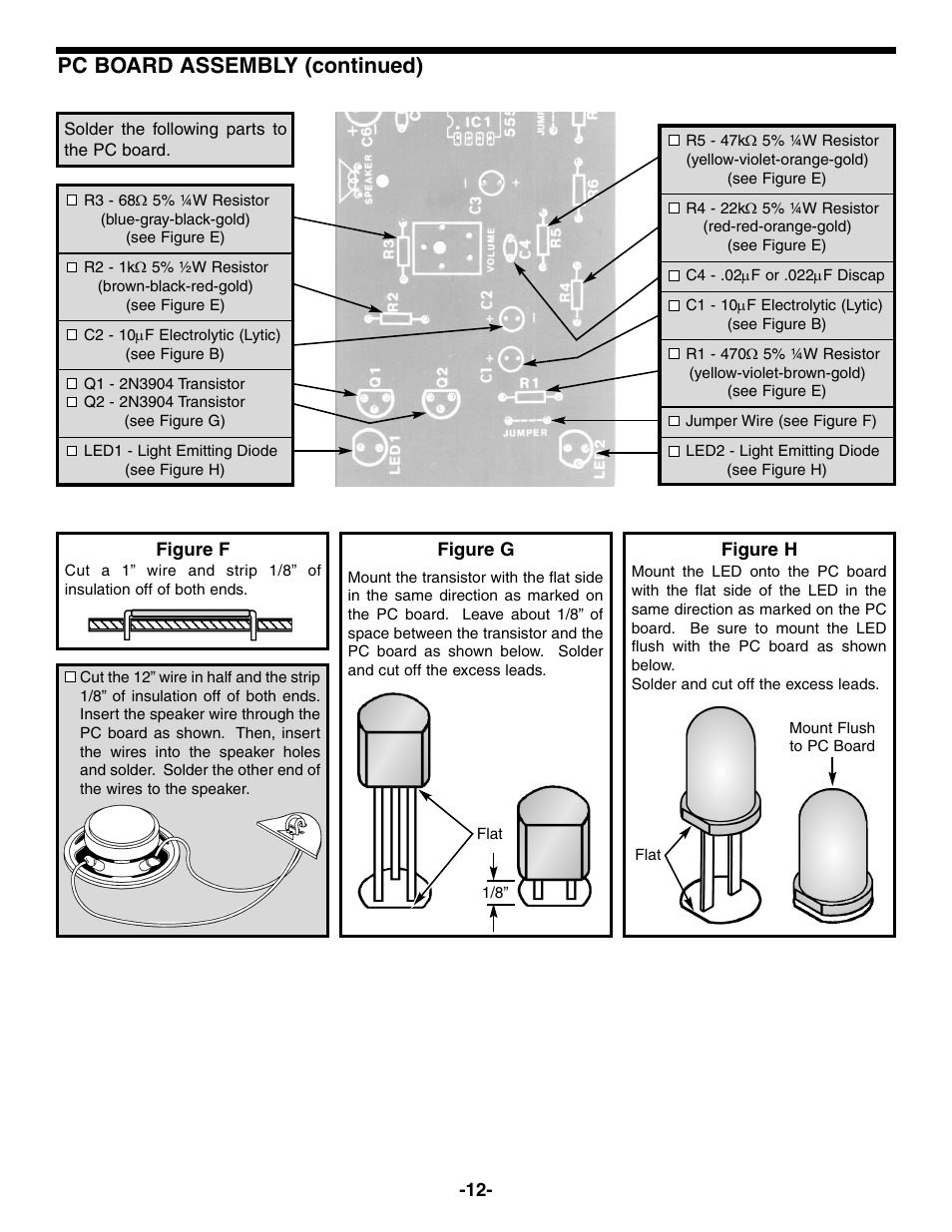 Pc board assembly (continued) | Elenco Practical Soldering Project Kit User Manual | Page 13 / 16
