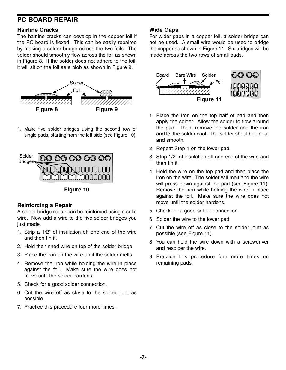 Pc board repair | Elenco Practical Soldering Project Kit User Manual | Page 8 / 16