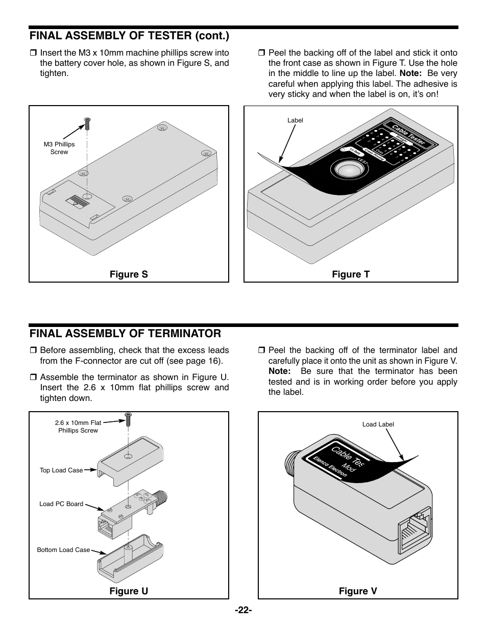 Final assembly of tester (cont.), Final assembly of terminator | Elenco DataCom Tester Kit User Manual | Page 23 / 28
