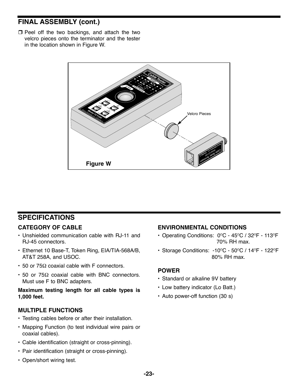 Specifications, Final assembly (cont.) | Elenco DataCom Tester Kit User Manual | Page 24 / 28