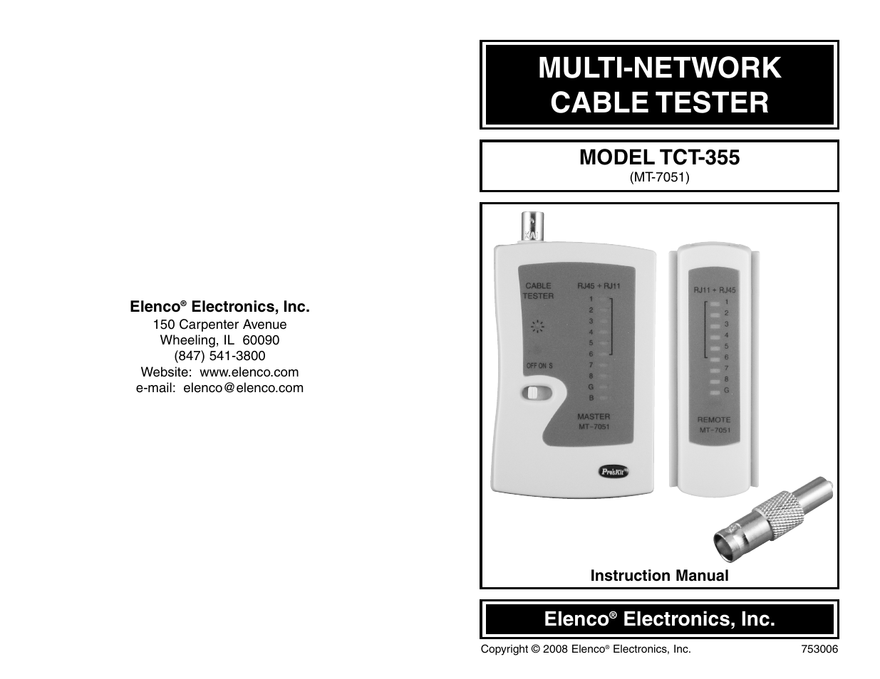 Elenco MultiModular Cable Tester User Manual | 4 pages