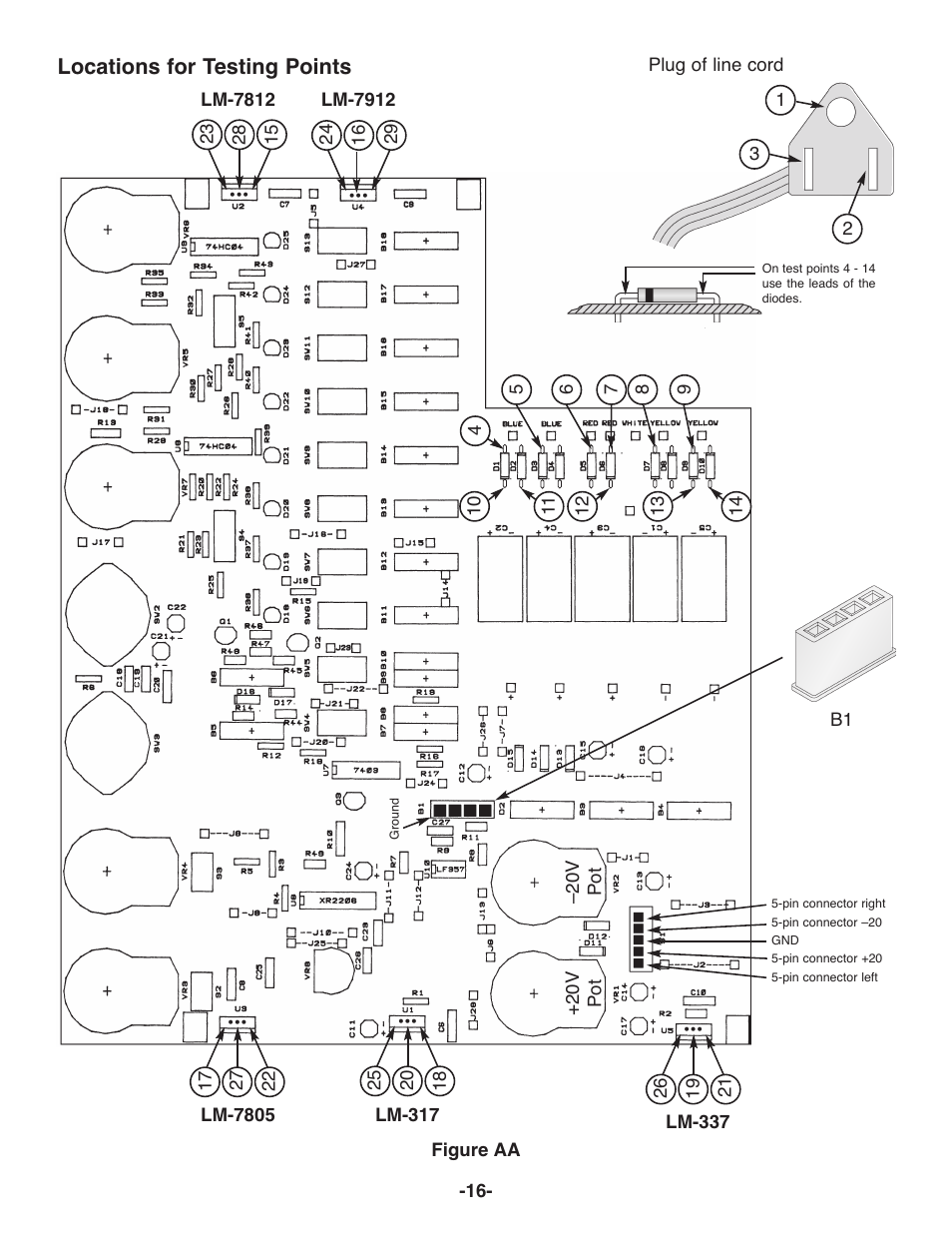 Locations for testing points | Elenco Deluxe Digital / Analog Trainer with Tools Kit Version User Manual | Page 17 / 52