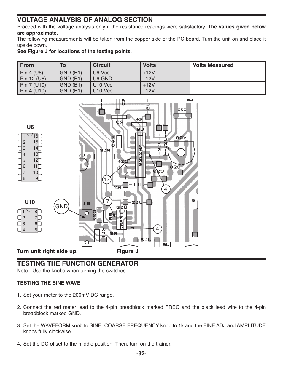 Testing the function generator | Elenco Deluxe Digital / Analog Trainer with Tools Kit Version User Manual | Page 33 / 52