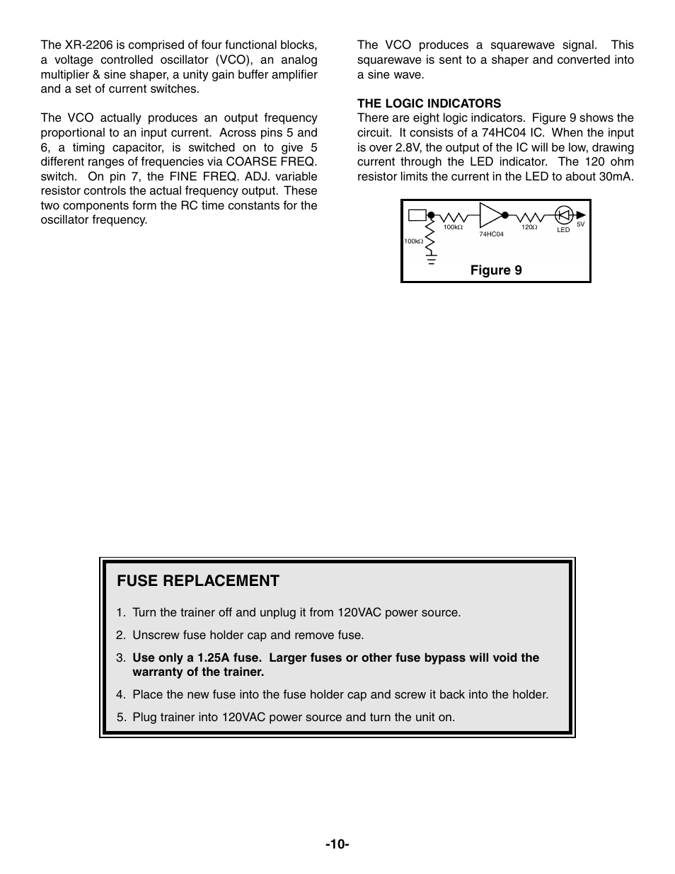 Fuse replacement, Figure 9 | Elenco Deluxe Digital / Analog Trainer with Tools User Manual | Page 11 / 16